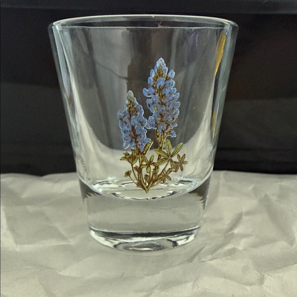 Shot Glass - Floral with Blue and Gold Design